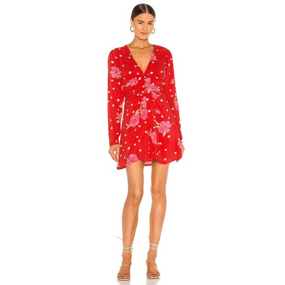Free People Dresses & Skirts - NEW Free People Date Night Long Sleeve Floral Mini Dress Strawberry Combo Medium
